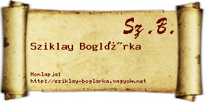 Sziklay Boglárka névjegykártya