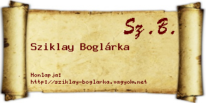 Sziklay Boglárka névjegykártya
